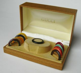 Vintage Gucci Wrist Watch Interchangeable Bezel Set With Box