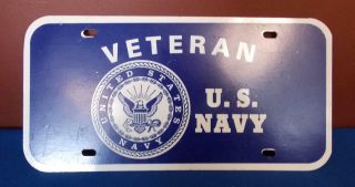 Vintage Veteran Us Navy License Plate 107