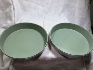 (2) Pair Vintage 8 - 1/2 " Non Stick Mirro Cake Pans - Pale Green Coating