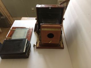 English Half Plate Wood Camera Converted to 4x5 Graflok Back and Accessories 3