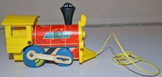 Vintage Fisher Price Toot Toot & Chug Chug Wooden Train Engines Pull Toys Retro 2