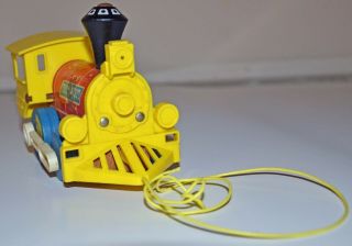 Vintage Fisher Price Toot Toot & Chug Chug Wooden Train Engines Pull Toys Retro 3