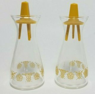 Vintage Corning Pyrex Corelle Clear Butterfly Gold Glass Salt & Pepper Shakers
