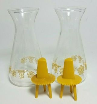 Vintage Corning Pyrex Corelle Clear Butterfly Gold Glass Salt & Pepper Shakers 2
