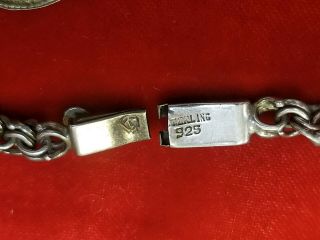 Vtg Old Taxco Mexican Sterling Silver Western Rodeo theme Seven 7 Charm Bracelet 7