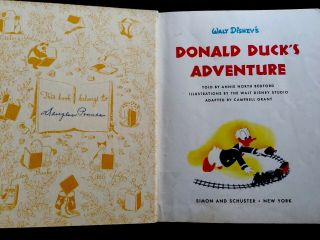 DISNEY ' S DONALD DUCK ' S ADVENTURE Vintage Childrens Little Golden Book 1st Ed 2