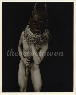 Vintage Male Nude - 8x10 Strange And Unusual Figure Study In Studio Wearing Mask
