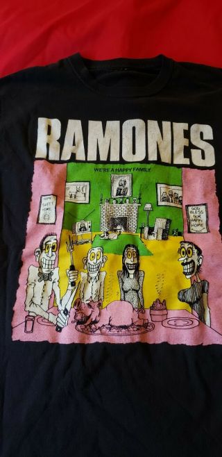 VINTAGE Ramones We ' re A Happy Family black Shirt RARE punk 2