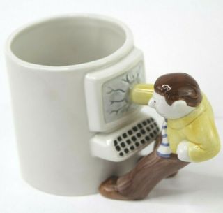 Vintage Fitz & Floyd Computer Smasher Ceramic Coffee Mug Tea Cup Retro Tech Geek