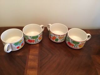 Set Of 4 Vintage Soup Cups Stoneware Made In Japan Retro
