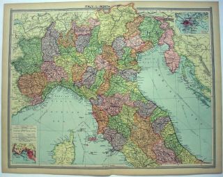 1926 Map Of Northern Italy By George Philip & Son.  Vintage