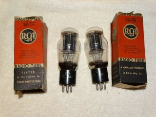 2 X 2a3 Jan - Crc - Rca Tubes Black Plate Very Strong Matching Pair 1943 Mil Spec