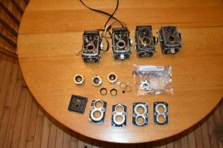 Rolleiflex Parts From Four Cameras,  Including Some Shutters,  Lenses Etc Nr Fs