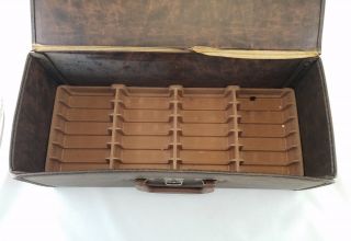 VINTAGE BROWN FAUX LEATHER 8 TRACK CASSETTE STORAGE CASE Holds 24 Tapes 2