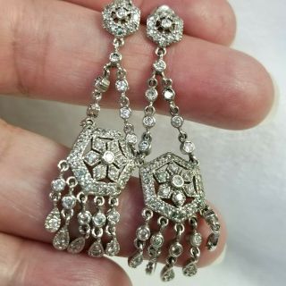Pr Vintage Victorian Inspired Chandelier Sterling Silver 925 Earrings Pierced Cz