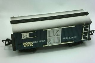 Vintage Bright Blue Train Western R.  R.  Lines Open Box Car G Scale / G Gauge