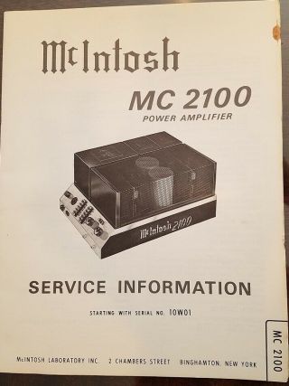 MCINTOSH MC 2100 STEREO AMPLIFIER w/manuals and receipts - Owner 7