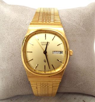 Vintage Citizen Gold Tone Base Metal,  Stainless Steel Quartz Wristwatch - C51