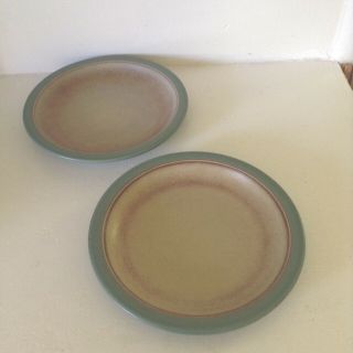 Vtg Heath Ceramics Green Aqua Coupe Luncheon Plates 9.  5 Inch Set Of 2 Rare