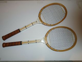 Vintage/antique Sportflite Bamboo Overlay Wood Tennis Racquets.  4 1/2.  A, .