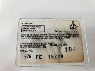 Vintage RARE HTF - Atari 1030 Modem - NO POWER CORD 8