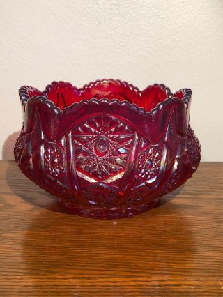 Vintage Red Carnival / Iridescent Glass Bowl - Imperial Glass