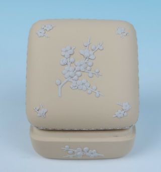 Vintage Wedgwood Prunus Blossom Primrose Yellow Jasperware Trinket Box Dresser