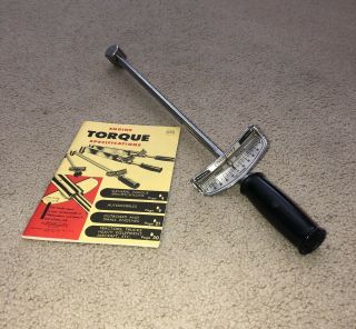 Vintage Craftsman Model 4448 Torque Wrench 100 Foot Lb Beam Tool W/ Spec Booklet