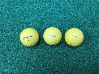 Rare Set (3) Vintage Macgregor Jack Nicklaus Muirfield Yellow Golf Balls 2