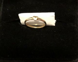 14k Solid Yellow Gold Vintage Baby Girl Heart Ring Keepsake Size 1 Small Gift