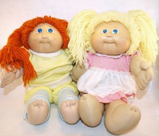 Cabbage Patch Kids Baby Dolls (2) - Vintage - Red Hair 1984 - Blonde Hair 1986 - 15 "