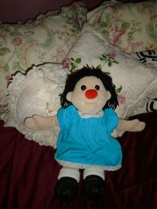 Vintage Big Comfy Couch Molly Doll 17 " Blue Dress Red Nose 1995 Cloth