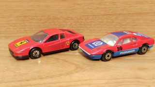 Vintage Matchbox Ferrari Testarossa (1986) & No.  70 Ferrari 308 Gtb (1981)
