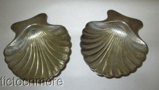 Vintage Tiffany & Co Makers Sterling Silver Sea Shell Trinket Dish Pair 2.  35oz