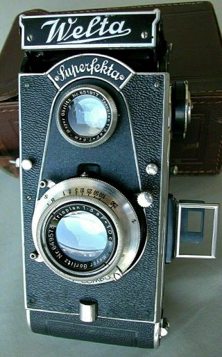 Welta Superfekta Germany camera (6x9cm) with Meyer Trioplan 3,  8/10 cm Zeiss box 6