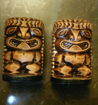 Vintage Ceramic Hawaiian Tiki Salt And Pepper Shakers Japan