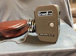 Crown Optical 8 Mm Vintage Film Movie Camera Model T3.  With Case