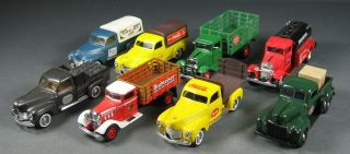 Group Of 8 Assorted Small Trucks,  Vintage 30s - 40s,  Die - Cast,  O - Scale (1:43)