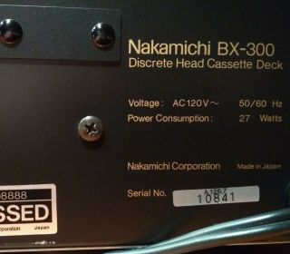 Nakamichi BX - 300,  3 head cassette deck,  serviced,  upgraded,  Nichicon MUSE/Elna caps. 9