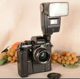 Nikon F3hp Camera Md - 4 Motor Drive Nikkor 24mm F/2.  8 Lens & Sb - 16 Flash