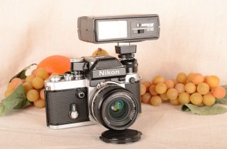 Nikon F2a Camera W/ Nikkor 35mm F/2.  8 Ais Lens & Nikon Sb - 10 Flash