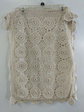 B5 Vintage Ivory Crochet Sham Set Linens 19.  5”x 25” Farmhouse Shabby Chic