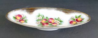 Vintage Royal Crown Hand Painted Celery Tray 2931 10 " X 3 5/8 " Apples W/gold