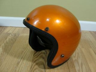 Vintage Retro Orange Open Face Helmet Motorcycle Snowmobile Sz Large Rg9