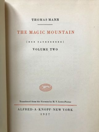 The Magic Mountain THOMAS MANN Signed Limited First Edition 1st 1927 1/200 10