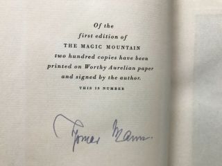 The Magic Mountain THOMAS MANN Signed Limited First Edition 1st 1927 1/200 2