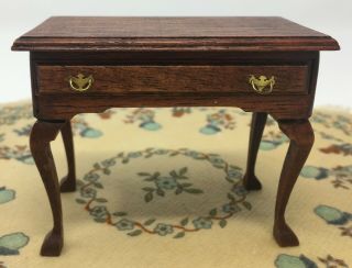 Vintage Wood Dollhouse Miniature Side Table With Drawers Furniture