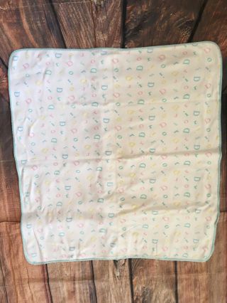 Baby Dior Blanket Cotton Baby White Pink Blue Blanket Nursery Vintage 30 X 32