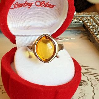Baltic Amber Ring Size 8,  0 Russian Butterscotch Egg Yolk Vintage Polish