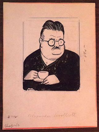 Pen And Ink Drawing Of Alexander Woollcott By Cartoonest Art Young.  Both Worked